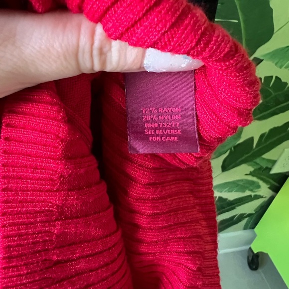 212 Collection Womens Red Ribbed Turtleneck Sweater Small - Picture 8 of 8
